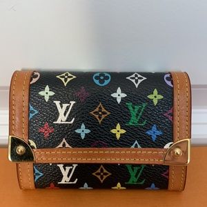 100% Authentic Loui Vuitton Porte Monaise Plat mini wallet multi black color🤩💝